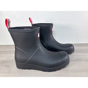 Hunter Play Short Rain Boots Black Women's Size 8 UK 7 EU 40/41- NWOB